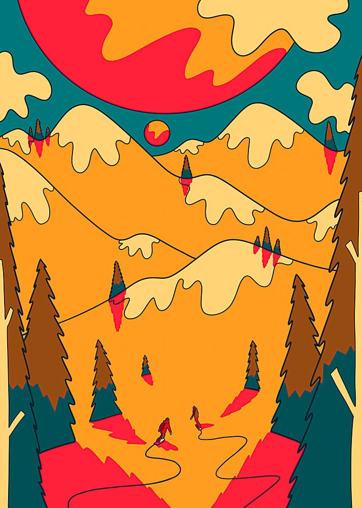 Retro Ski Mountain Adventure art print by Stephen Wade for $57.95 CAD