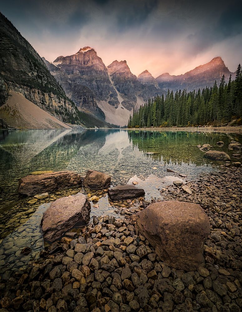 Moraine Lake Sunset Glow art print by Bing LI for $57.95 CAD