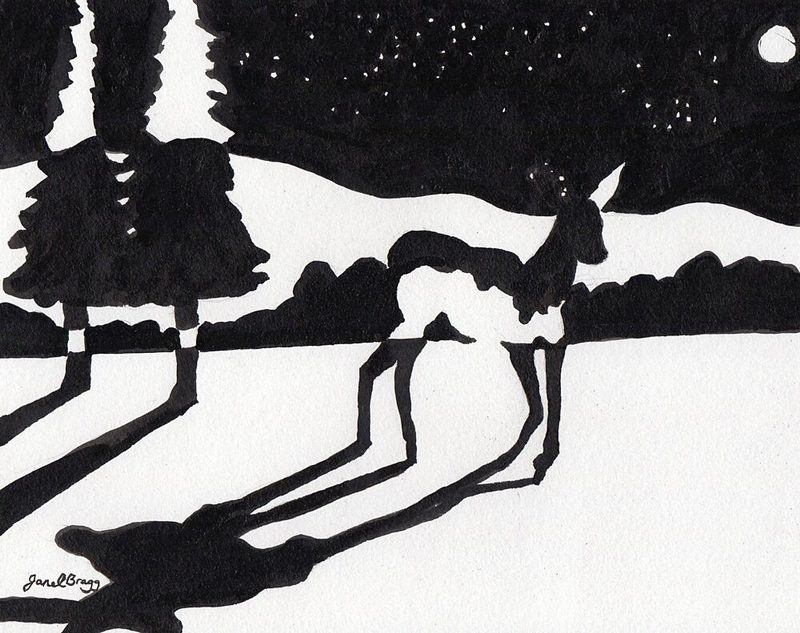 Winter Night Deer art print by Janel Bragg for $57.95 CAD