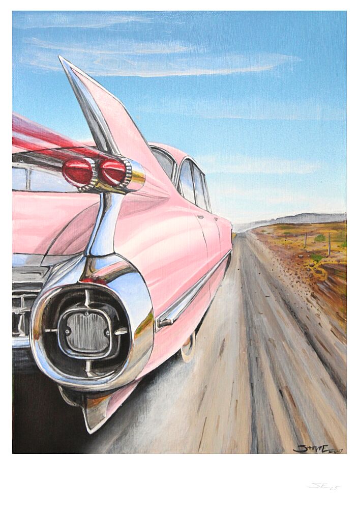 Pink Car Open Road art print by Steve Erwin for $57.95 CAD