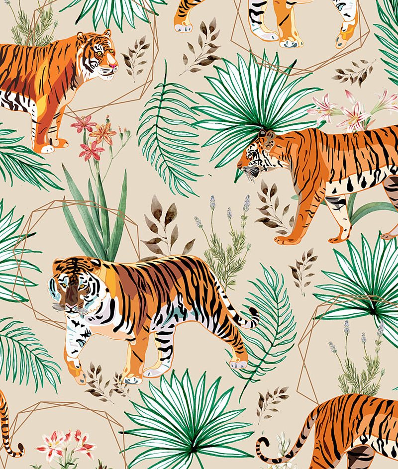 Tropical Tiger Pattern art print by Uma Gokhale for $57.95 CAD