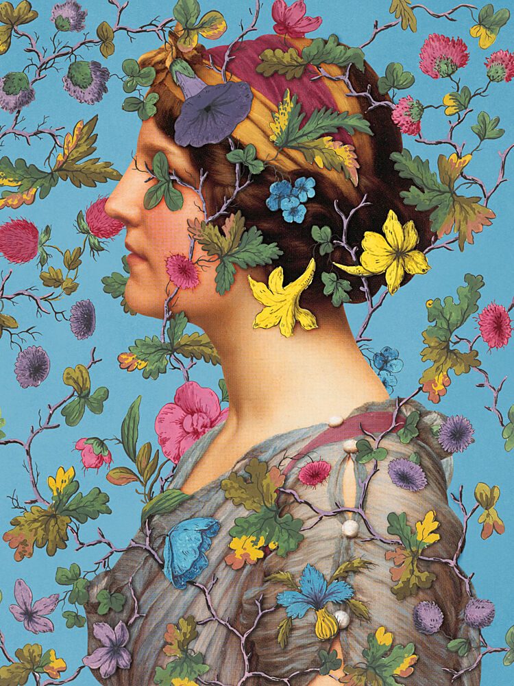 Elegant Floral Profile art print by Marja van den Hurk for $57.95 CAD
