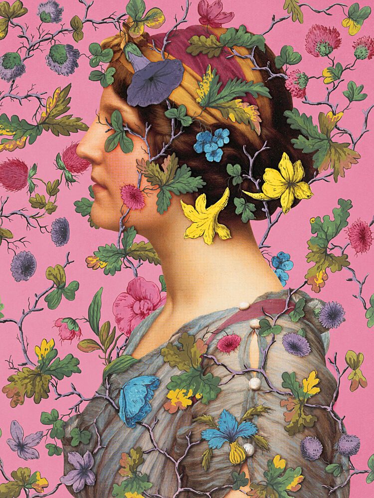 Elegant Floral Portrait art print by Marja van den Hurk for $57.95 CAD