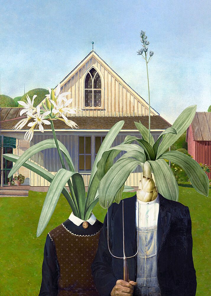 Surreal Farmhouse Couple art print by Marja van den Hurk for $57.95 CAD
