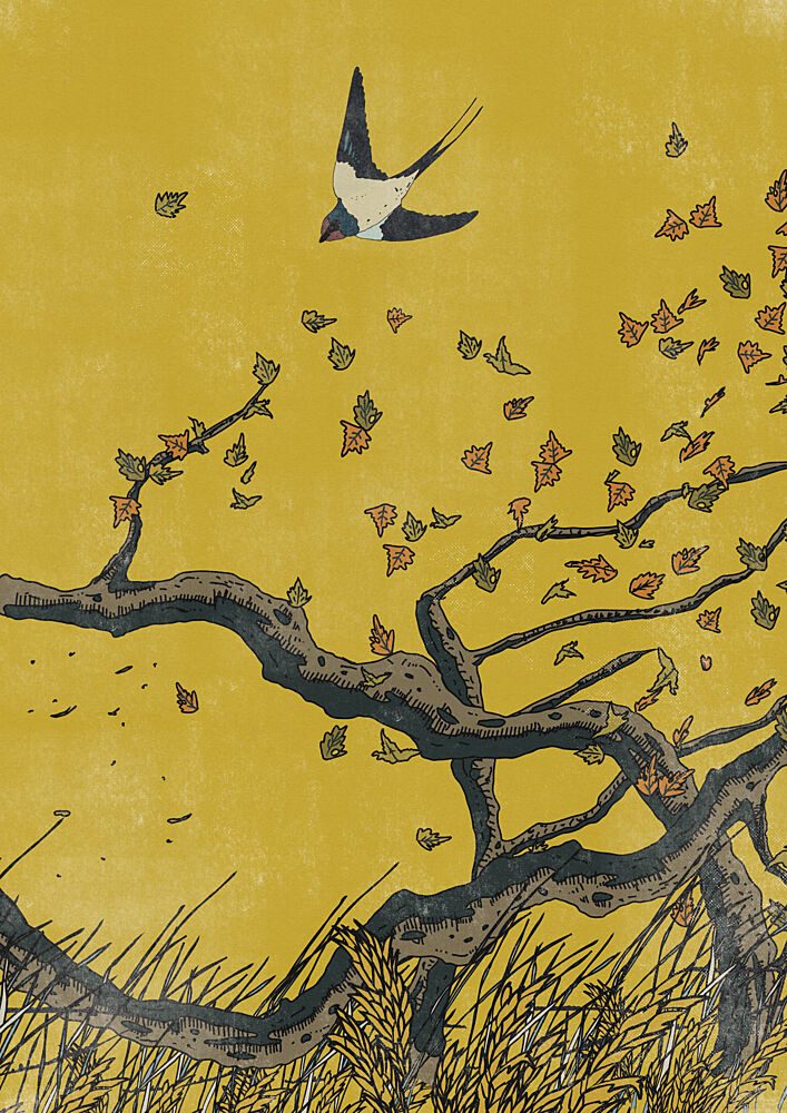 Swallow in Autumn Wind art print by Nicholas for $57.95 CAD
