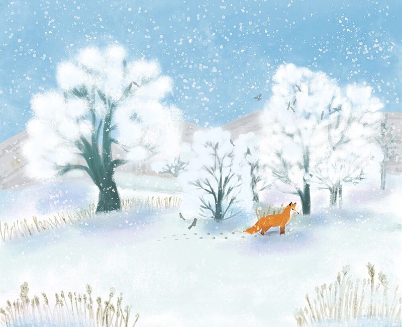 Snowy Winter Fox art print by Aliya Putrus for $57.95 CAD