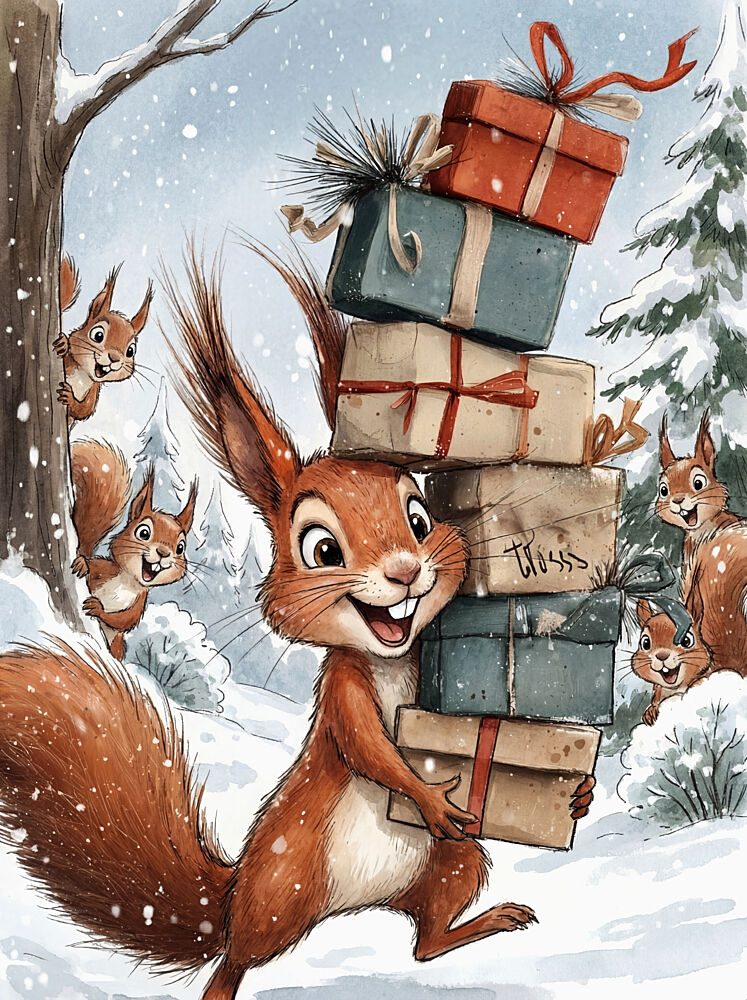 Frosty Festive Animals-12 art print by Emel Tunaboylu for $57.95 CAD