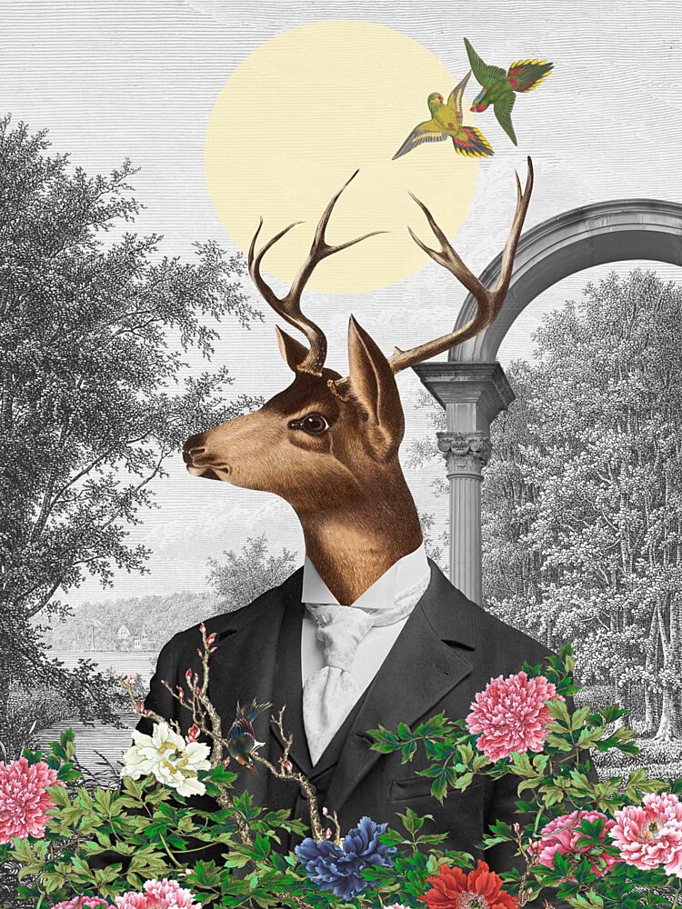 Elegant Deer Gentleman art print by Marja van den Hurk for $57.95 CAD