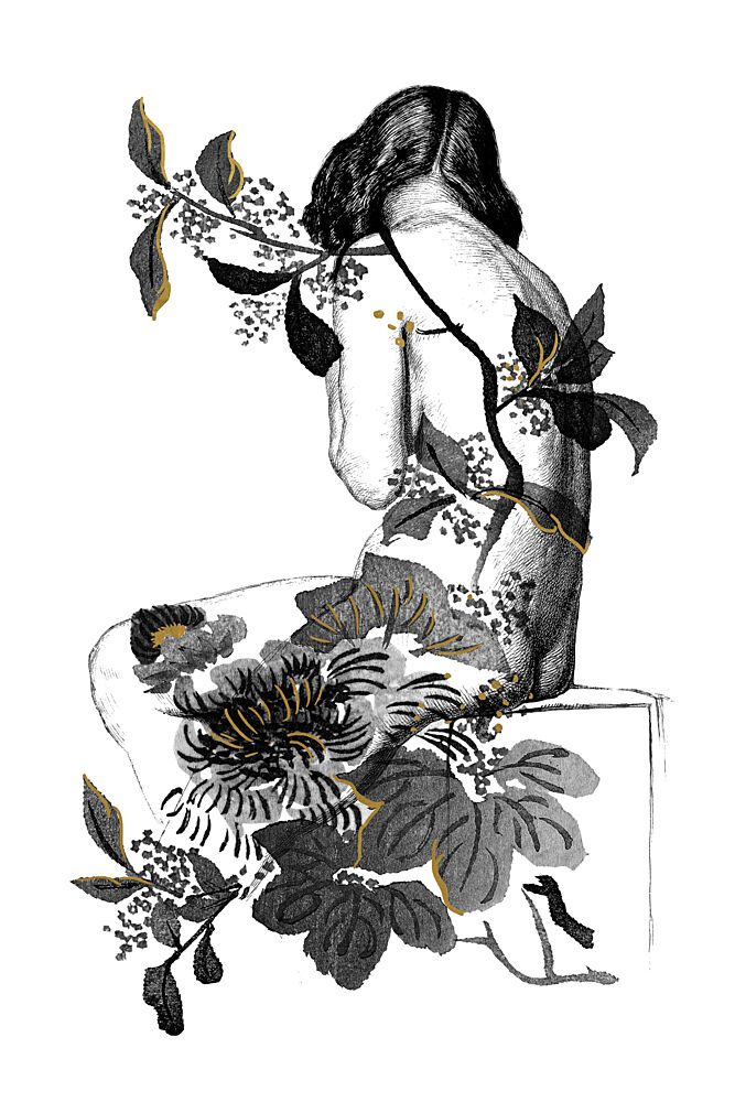 Golden Floral Woman art print by Marja van den Hurk for $57.95 CAD