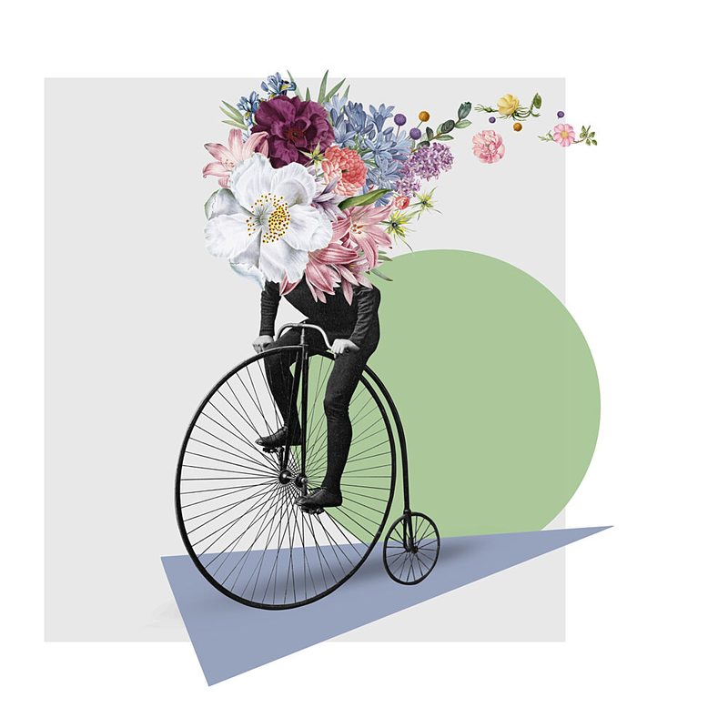 Flower Head Bicycle Ride art print by Marja van den Hurk for $57.95 CAD