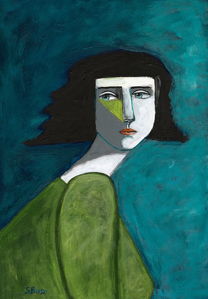 Pensive Green Portrait art print by Sharyn Bursic for $57.95 CAD