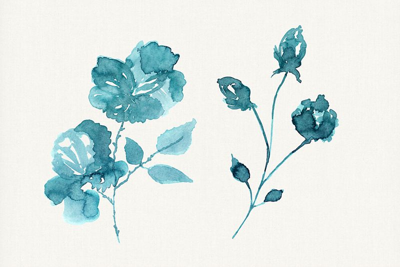 Teal Watercolor Roses art print by Cartissi for $57.95 CAD