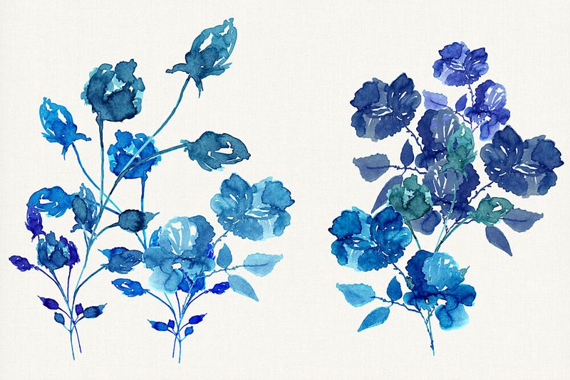 Watercolor Blue Blossoms art print by Cartissi for $57.95 CAD