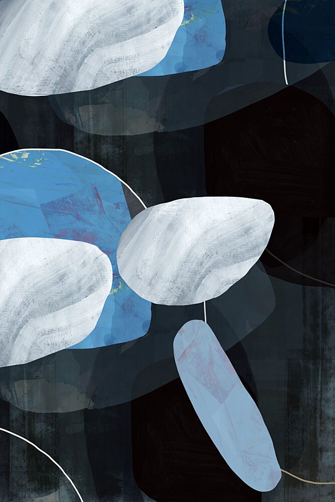 Deep Blue Floating Shapes art print by Cartissi for $57.95 CAD