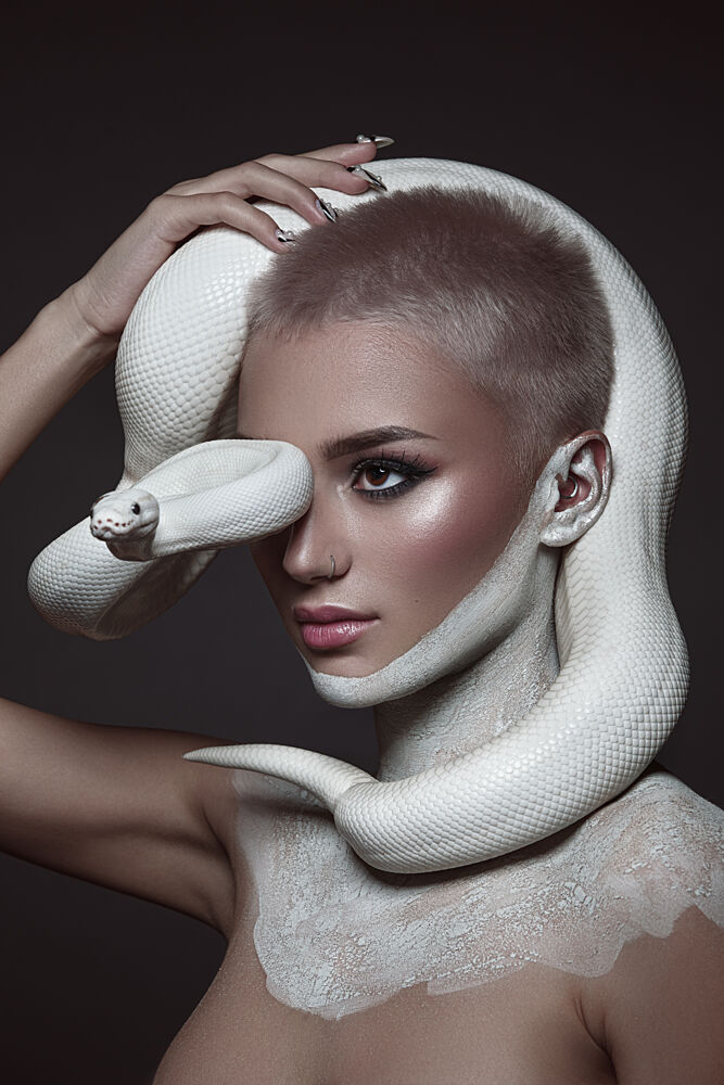 Elegant Snake Woman Portrait art print by Tatya Lushchyk for $57.95 CAD