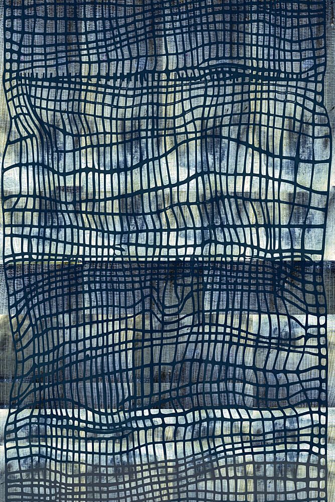 Wavy Indigo Grid art print by Cartissi for $57.95 CAD