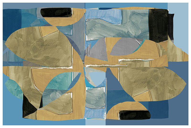 Blue Tan Abstract Collage art print by Cartissi for $57.95 CAD