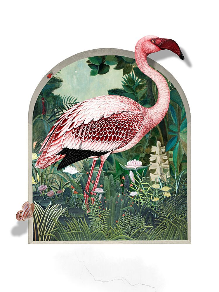 Pink Flamingo Jungle Arch art print by Marja van den Hurk for $57.95 CAD