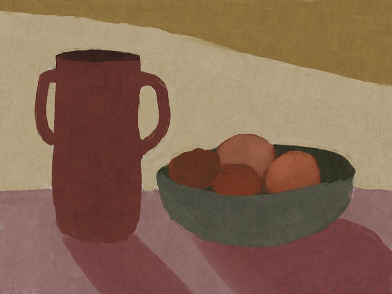 Jug with Peaches art print by Dan Hobday for $57.95 CAD