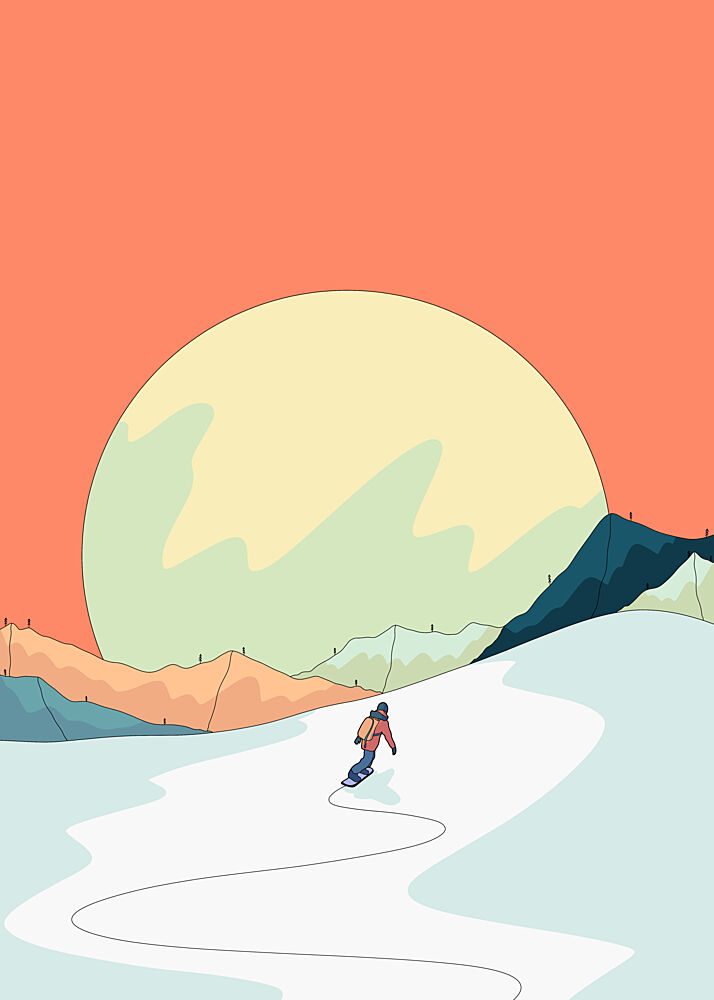 Snowboarder under Winter Sun art print by Stephen Wade for $57.95 CAD
