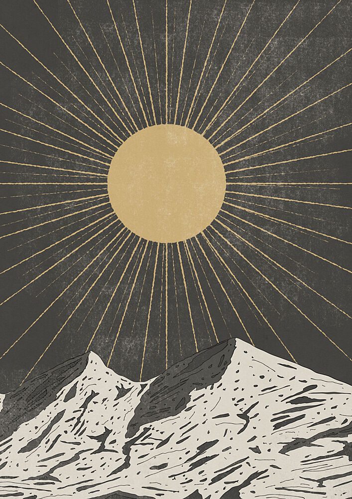 Golden Sun over Mountains art print by Nicholas for $57.95 CAD