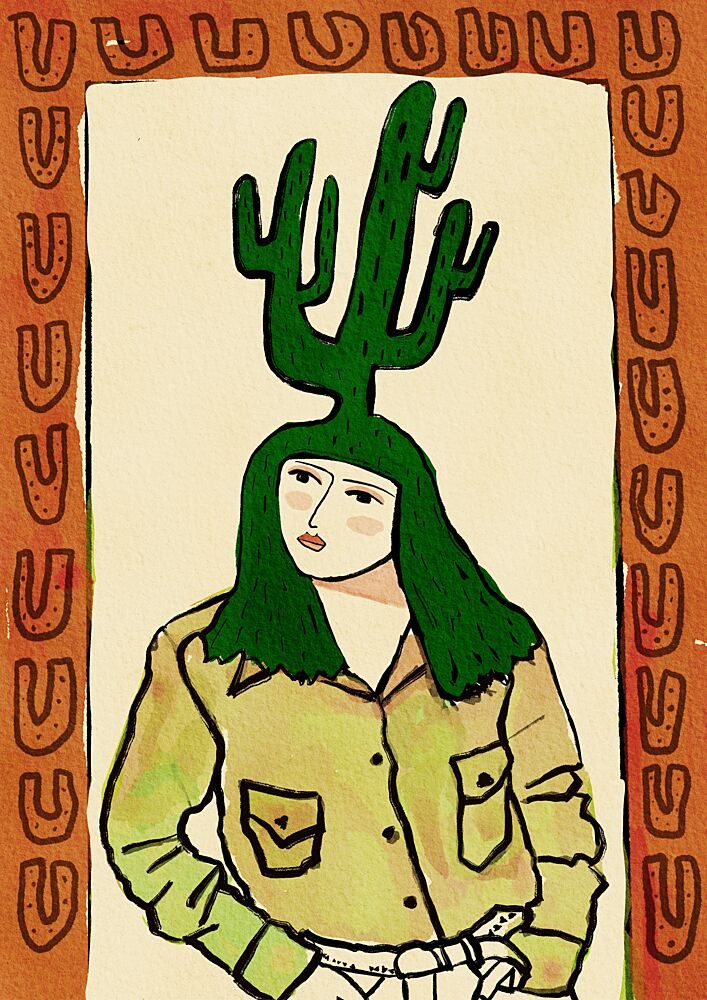 Whimsical Cactus Girl art print by Sharyn Bursic for $57.95 CAD