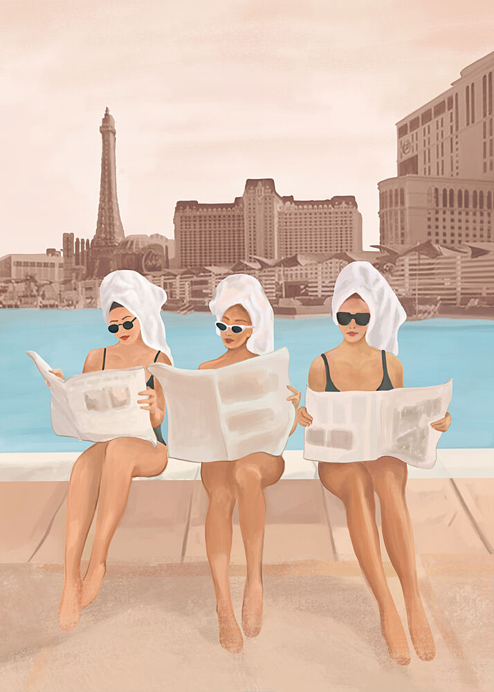 Chic Vegas Poolside Reading art print by Flow Line for $57.95 CAD