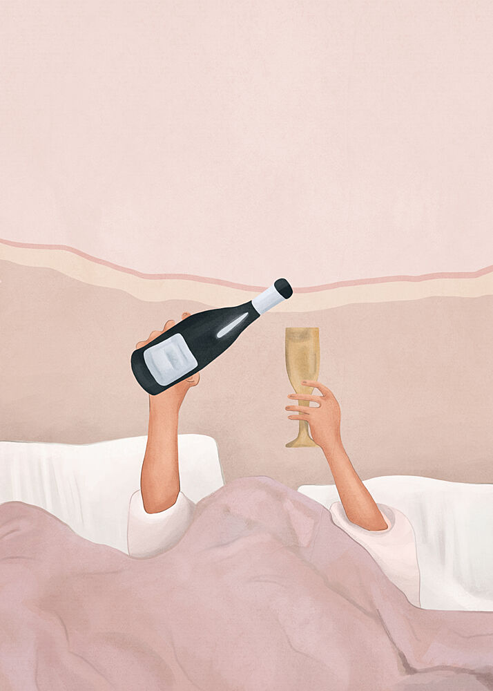 Champagne in Bed art print by Flow Line for $57.95 CAD