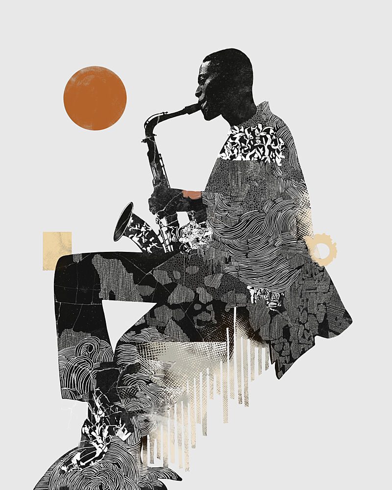 Abstract Jazz Musician art print by Dotz and Cats for $57.95 CAD