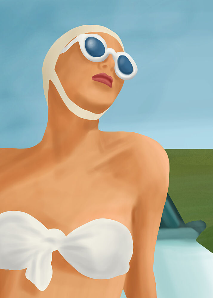 Retro Summer Swimmer art print by Flow Line for $57.95 CAD