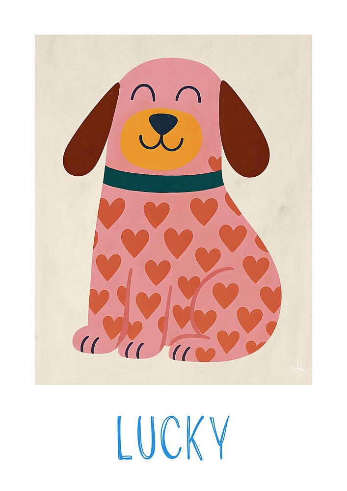 Happy Heart Dog art print by Merel Takken for $57.95 CAD
