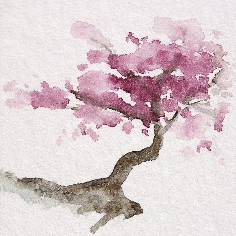 Watercolor Cherry Blossom Tree art print by Natalie Bruns for $57.95 CAD