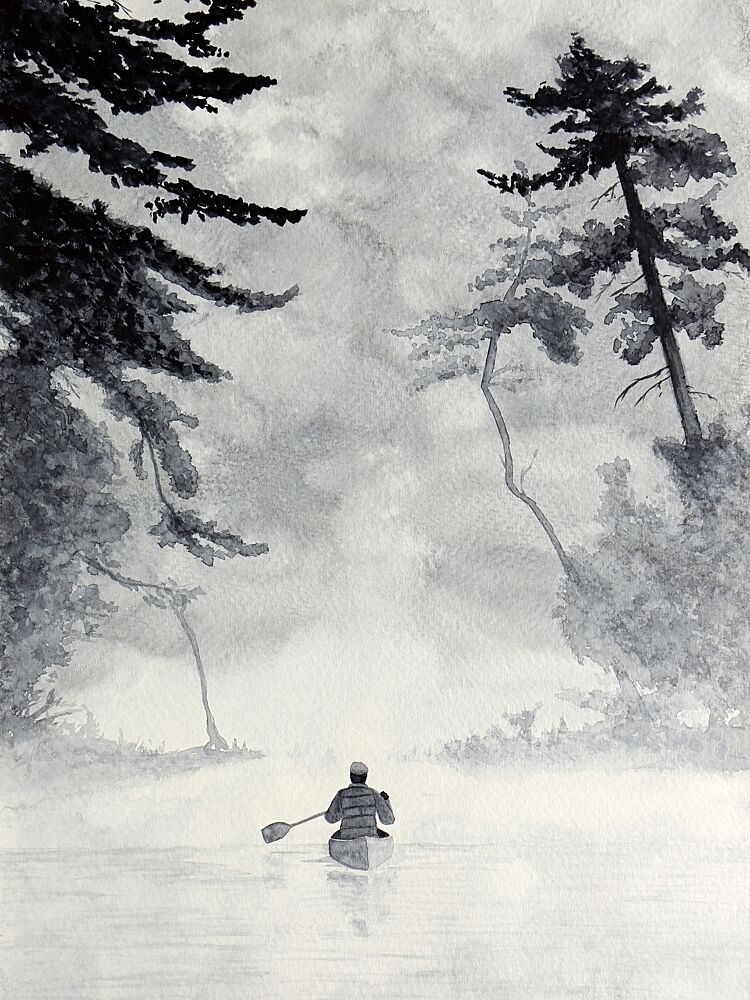 Misty Morning Canoe art print by Natalie Bruns for $57.95 CAD
