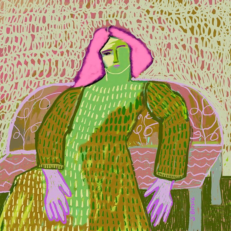 Green Faced Pink Hair art print by Sharyn Bursic for $57.95 CAD