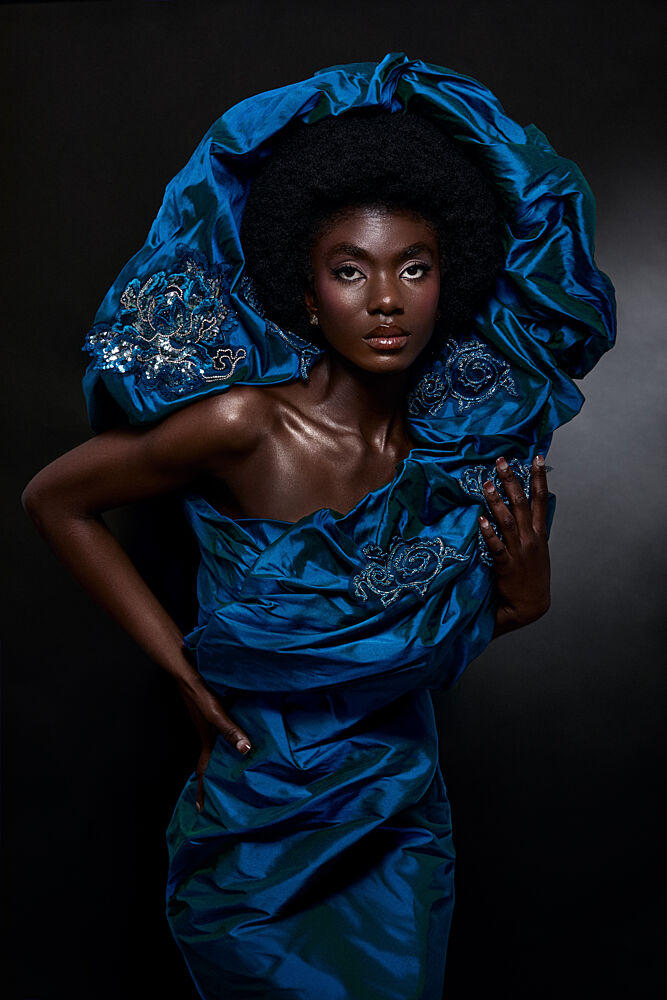 Regal Blue Fashion Portrait art print by Tatya Lushchyk for $57.95 CAD