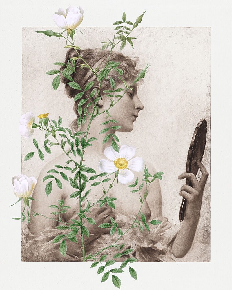 Woman Reflecting with Roses art print by Marja van den Hurk for $57.95 CAD