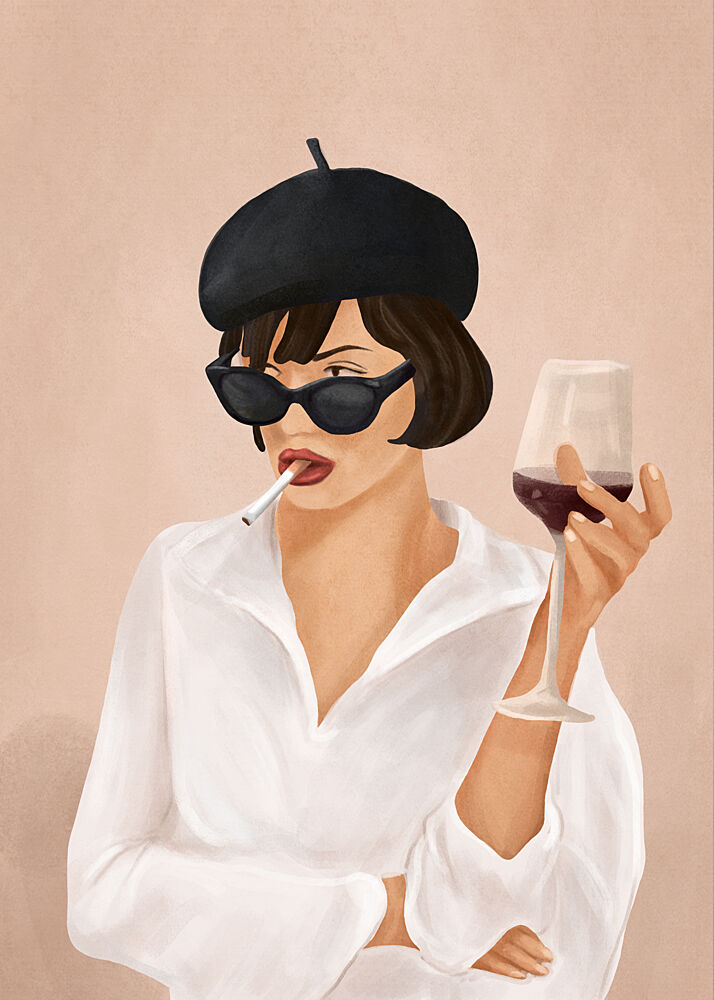 Chic Smoking Lady art print by Flow Line for $57.95 CAD