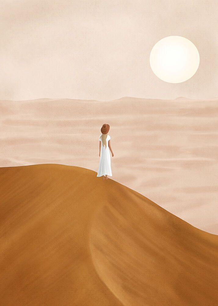 Solitary Desert Journey art print by Flow Line for $57.95 CAD