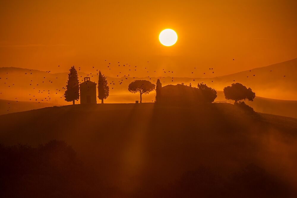 Misty Tuscan Chapel Sunrise art print by Liz Fang for $57.95 CAD