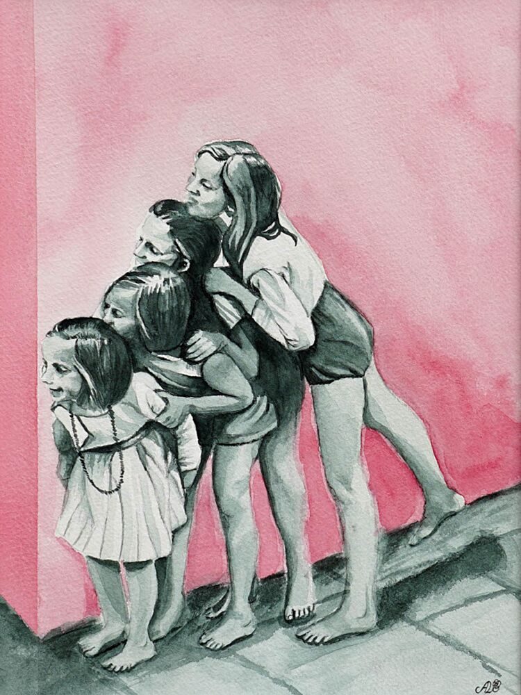 Sisters Piggyback Play art print by Ida Publishing for $57.95 CAD