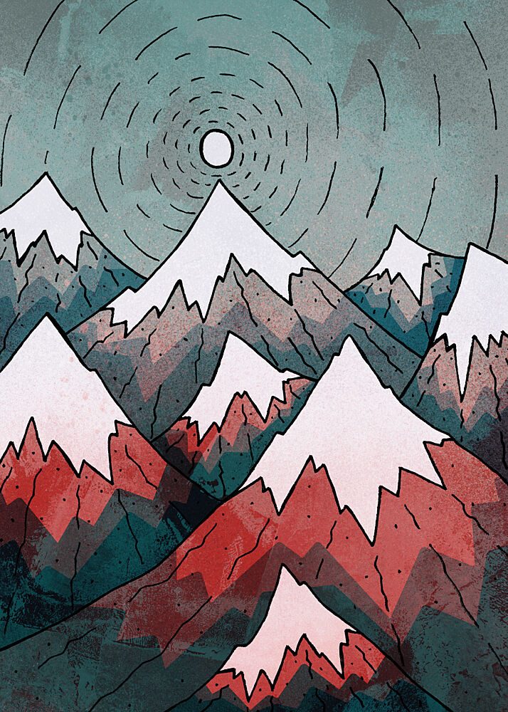 Stylized Mountain Serenity art print by Stephen Wade for $57.95 CAD