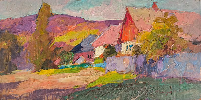Vibrant Village Landscape art print by Alexander Shandor for $57.95 CAD