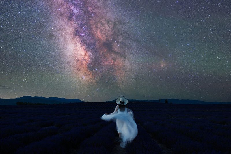 Milky Way Lavender Field art print by Simoon for $57.95 CAD