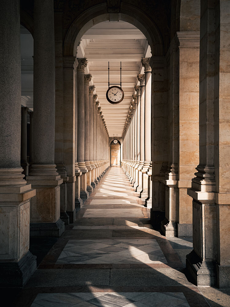 Arched Hallway with Clock art print by Serj Melnychenko for $57.95 CAD