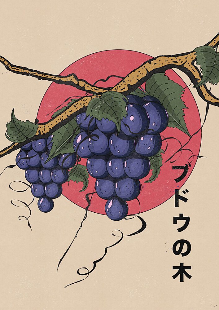 Vintage Japanese Grapes art print by Nicholas for $57.95 CAD