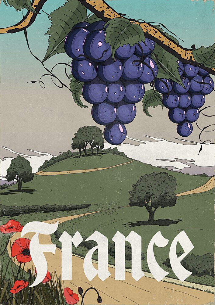 Vintage French Vineyard View art print by Nicholas for $57.95 CAD