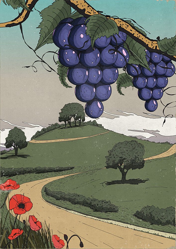 Purple Grapes Countryside art print by Nicholas for $57.95 CAD