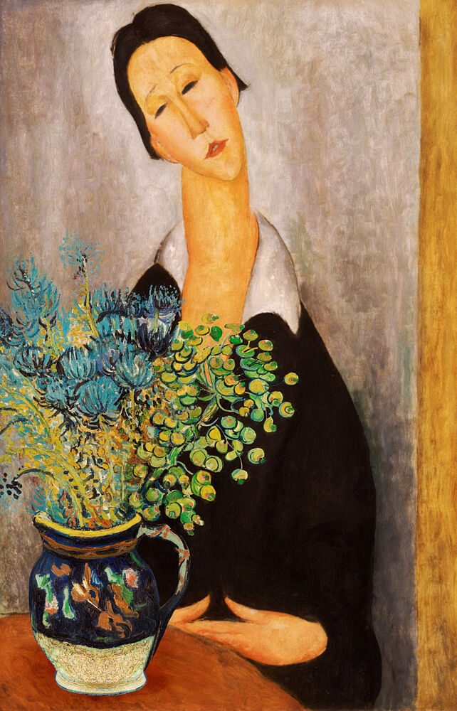 Elegant Woman with Flowers art print by Marja van den Hurk for $57.95 CAD