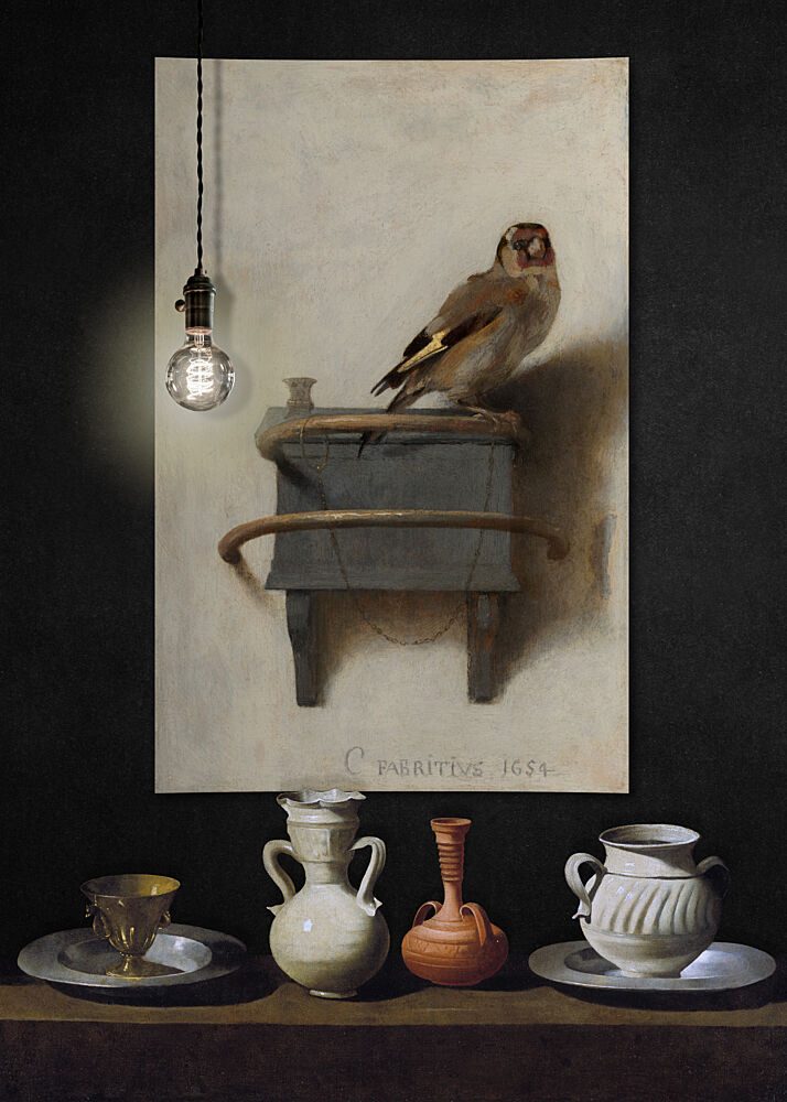 Classic Goldfinch and Still Life art print by Marja van den Hurk for $57.95 CAD