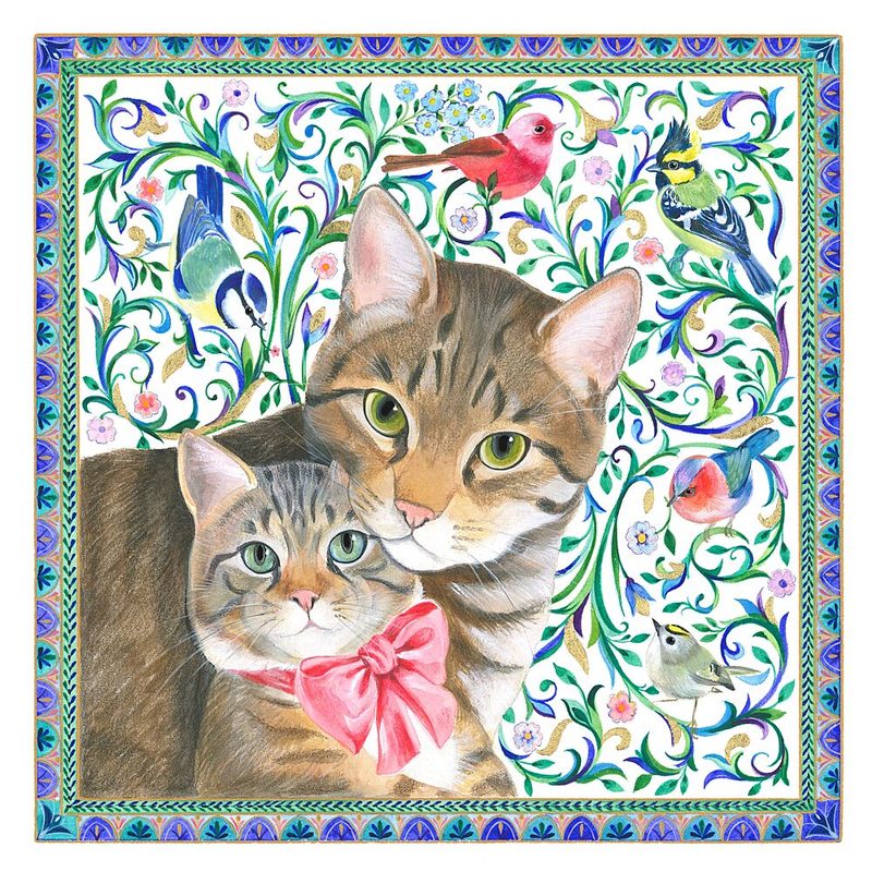 Mother Cat and Kitten with Bow art print by Isabelle Brent for $57.95 CAD